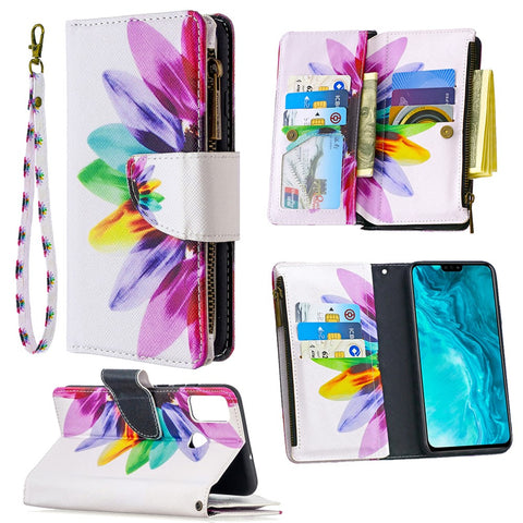 BF03 Pattern Printing Case Zipper Wallet Leather Cover for Honor 9X Lite