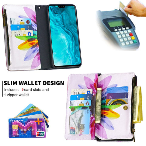 BF03 Pattern Printing Case Zipper Wallet Leather Cover for Honor 9X Lite