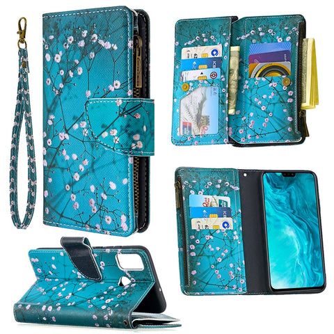 BF03 Pattern Printing Case Zipper Wallet Leather Cover for Honor 9X Lite
