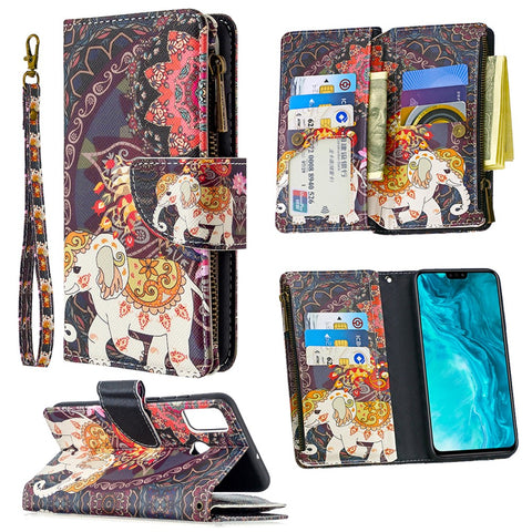 BF03 Pattern Printing Case Zipper Wallet Leather Cover for Honor 9X Lite