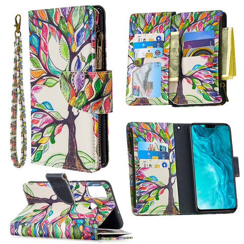 BF03 Pattern Printing Case Zipper Wallet Leather Cover for Honor 9X Lite