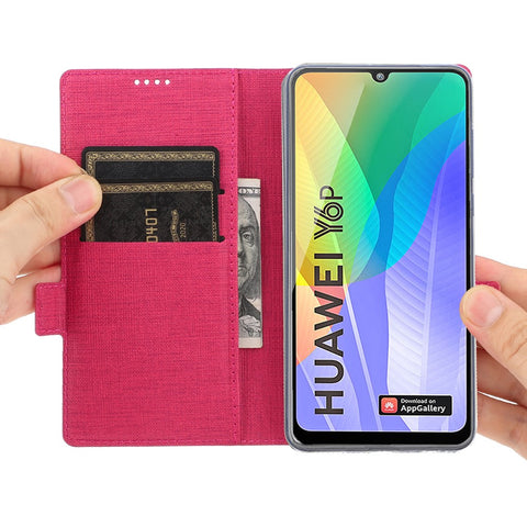 VILI DMK Leather with Double Cards Side Buckle Style Cell Phone Cover for Huawei Y6p