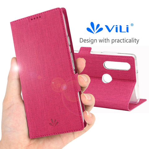 VILI DMK Leather with Double Cards Side Buckle Style Cell Phone Cover for Huawei Y6p