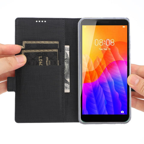 VILI DMK Cross Texture Double Magnetic Clasp Leather Wallet Case for Huawei Y5p/Honor 9S