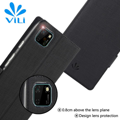 VILI DMK Cross Texture Double Magnetic Clasp Leather Wallet Case for Huawei Y5p/Honor 9S