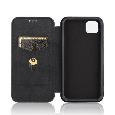 Auto-absorbed Carbon Fiber Leather Stand Mobile Phone Case for Huawei Y5p