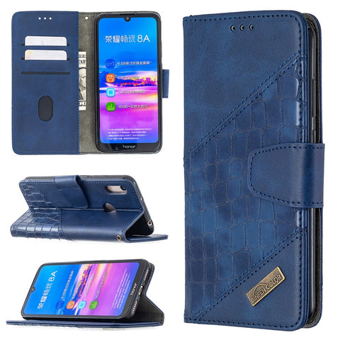 Crocodile Texture Assorted Color Leather Shell Wallet Phone Case for Huawei Y6/Honor 8A
