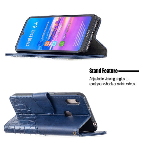 Crocodile Texture Assorted Color Leather Shell Wallet Phone Case for Huawei Y6/Honor 8A