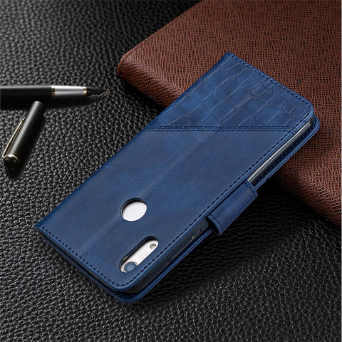 Crocodile Texture Assorted Color Leather Shell Wallet Phone Case for Huawei Y6/Honor 8A