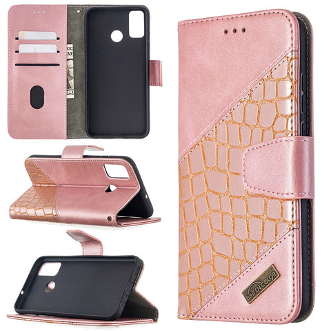 Assorted Color Crocodile Texture Leather Wallet Stand Case Phone Cover for Honor 9X Lite