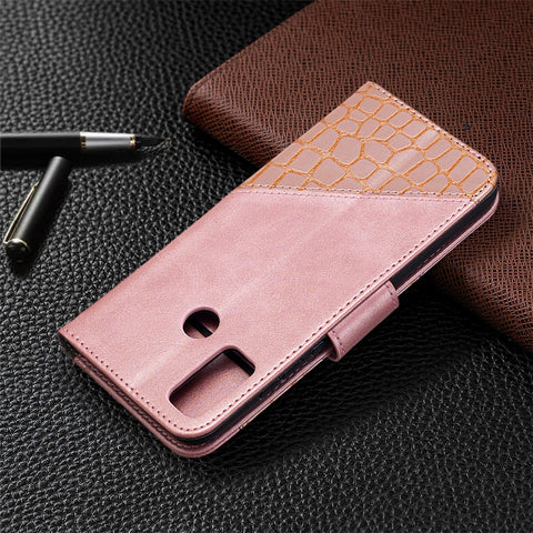Assorted Color Crocodile Texture Leather Wallet Stand Case Phone Cover for Honor 9X Lite