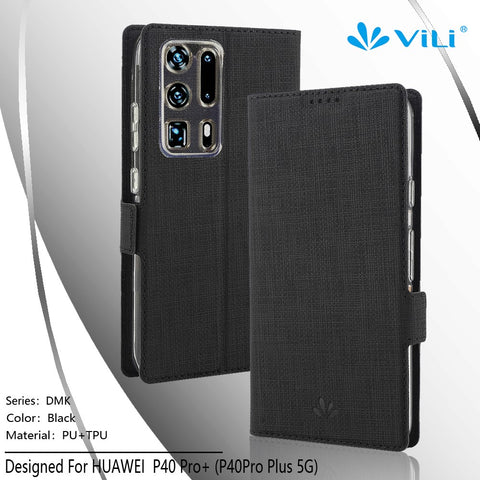 VILI DMK Cross Texture Double Magnetic Clasp Leather Wallet Stand Case for Huawei P40 Pro Plus