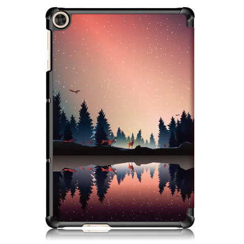 Printing Surface Tri-fold Leather Tablet Cover for Huawei MatePad T10S/Honor 6