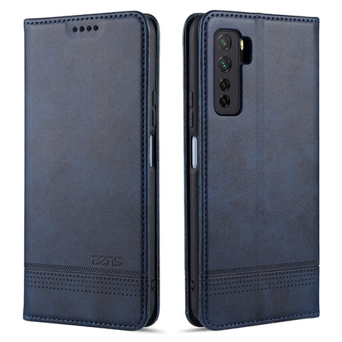 AZNS Magnetic Absorbed Leather Wallet Cover Case for Huawei Nova 7 SE / Huawei P40 Lite 5G (European Version)