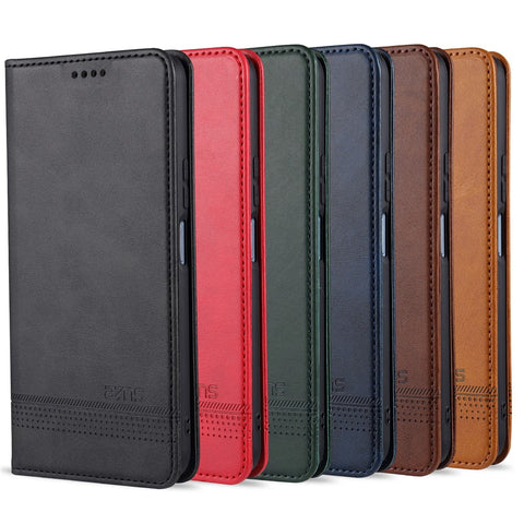 AZNS Magnetic Absorbed Leather Wallet Cover Case for Huawei Nova 7 SE / Huawei P40 Lite 5G (European Version)