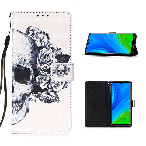 Pattern Printing Light Spot Decor Wallet Flip Leather Shell with Lanyard for Huawei P Smart 2020