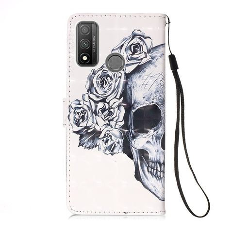 Pattern Printing Light Spot Decor Wallet Flip Leather Shell with Lanyard for Huawei P Smart 2020