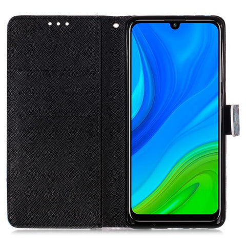 Pattern Printing Light Spot Decor Wallet Flip Leather Shell with Lanyard for Huawei P Smart 2020