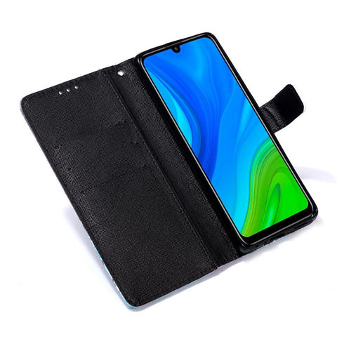 Pattern Printing Light Spot Decor Wallet Flip Leather Shell with Lanyard for Huawei P Smart 2020