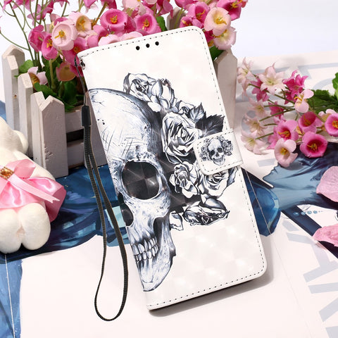 Pattern Printing Light Spot Decor Wallet Flip Leather Shell with Lanyard for Huawei P Smart 2020
