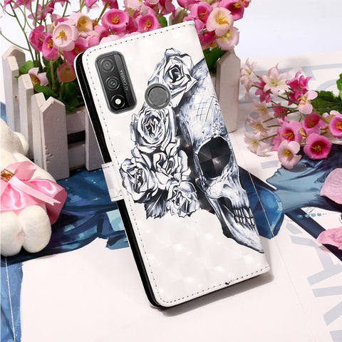 Pattern Printing Light Spot Decor Wallet Flip Leather Shell with Lanyard for Huawei P Smart 2020