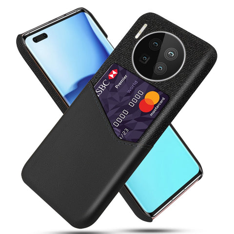 KSQ Card Holder Cloth + PU Leather Coated PC Back Cover for Huawei Mate 40 Pro