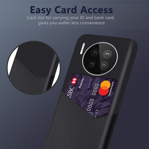 KSQ Card Holder Cloth + PU Leather Coated PC Back Cover for Huawei Mate 40 Pro