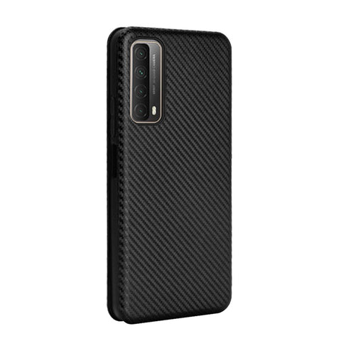 Auto-absorbed Carbon Fiber Texture Shell for Huawei P smart 2021/Y7a Stand Leather Case