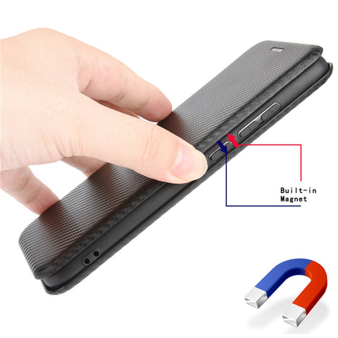 Auto-absorbed Carbon Fiber Texture Shell for Huawei P smart 2021/Y7a Stand Leather Case
