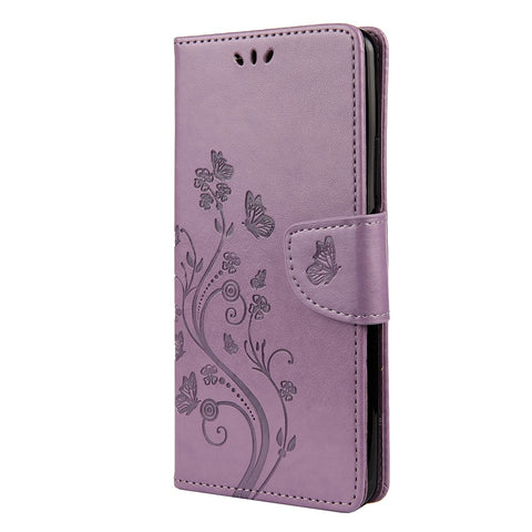 Butterfly Flower Imprinting Leather Case with Strap for Huawei P smart 2021 / Y7a