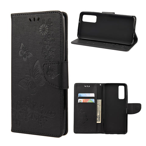 Imprint Butterfly Pattern Leather Wallet Phone Shell for Huawei P smart 2021 / Y7a