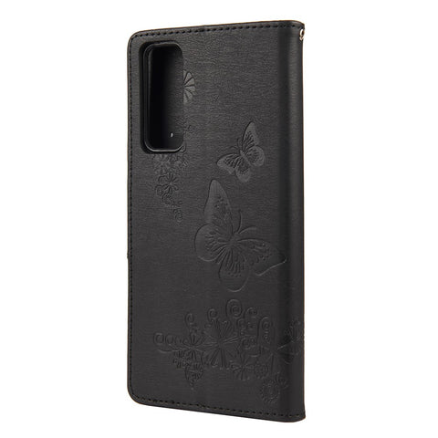 Imprint Butterfly Pattern Leather Wallet Phone Shell for Huawei P smart 2021 / Y7a