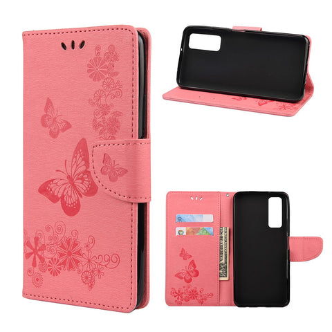 Imprint Butterfly Pattern Leather Wallet Phone Shell for Huawei P smart 2021 / Y7a