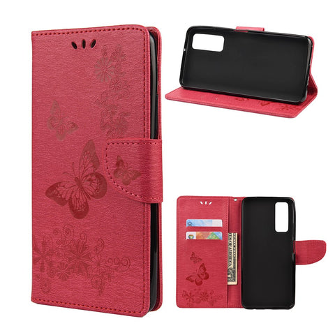 Imprint Butterfly Pattern Leather Wallet Phone Shell for Huawei P smart 2021 / Y7a
