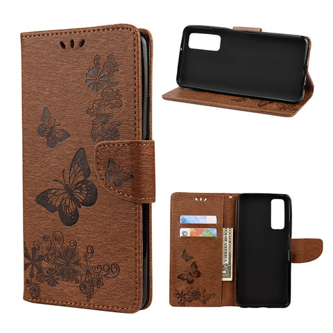 Imprint Butterfly Pattern Leather Wallet Phone Shell for Huawei P smart 2021 / Y7a