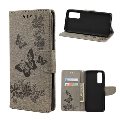 Imprint Butterfly Pattern Leather Wallet Phone Shell for Huawei P smart 2021 / Y7a