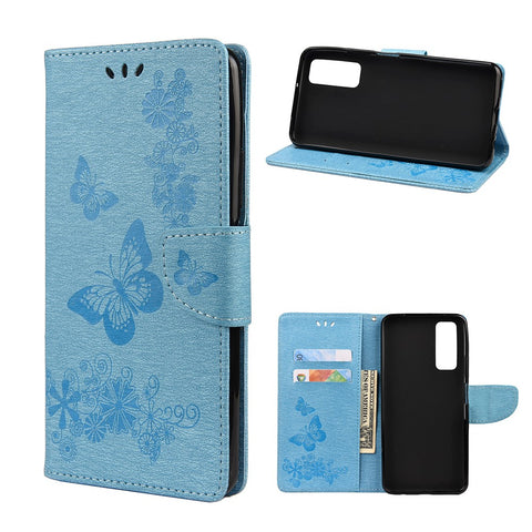 Imprint Butterfly Pattern Leather Wallet Phone Shell for Huawei P smart 2021 / Y7a