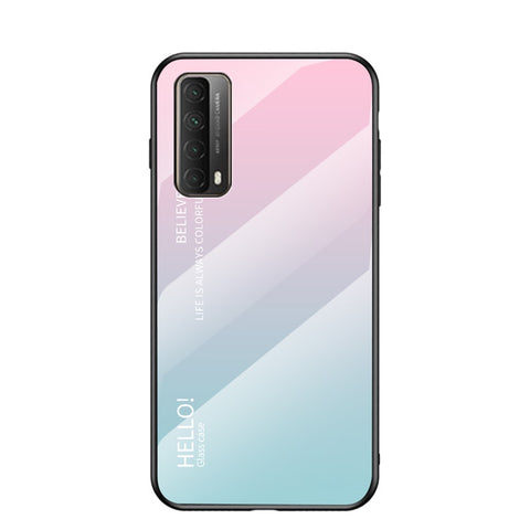Soft TPU Edge + Tempered Glass Gradient Cell Phone Case for Huawei P smart 2021/Y7A