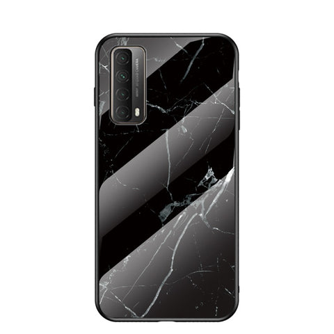 TPU + PC + Tempered Glass Marbling Cell Phone Hybrid Cover for Huawei P smart 2021/Y7a
