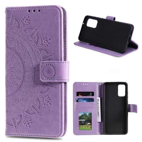 Imprinted Mandala Flower Wallet Leather Case with Strap for Huawei P smart 2021/Y7a