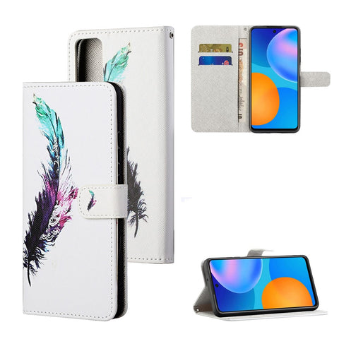 Pattern Printing Cross Texture Leather Wallet Case for Huawei P smart 2021/Y7a