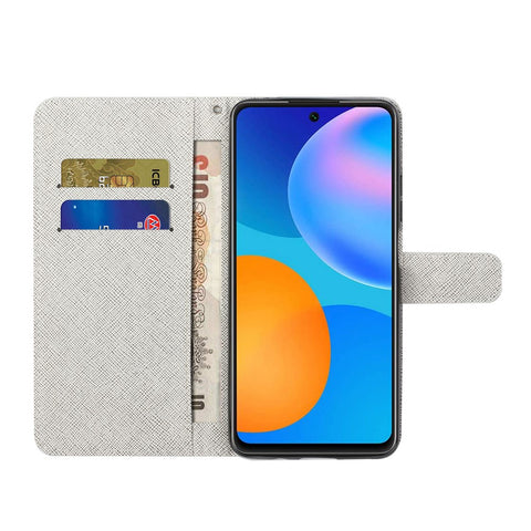 Pattern Printing Cross Texture Leather Wallet Case for Huawei P smart 2021/Y7a