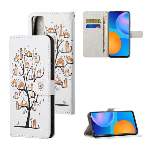 Pattern Printing Cross Texture Leather Wallet Case for Huawei P smart 2021/Y7a
