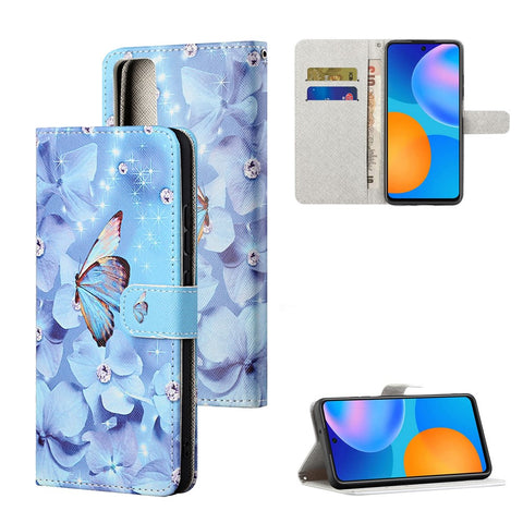 Pattern Printing Cross Texture Leather Wallet Case for Huawei P smart 2021/Y7a