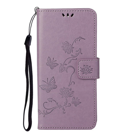Imprint Butterfly Flowers Leather Wallet Case Cover for Huawei P smart 2021/Y7a