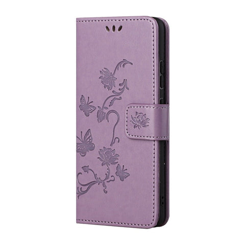 Imprint Butterfly Flowers Leather Wallet Case Cover for Huawei P smart 2021/Y7a