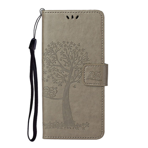 Imprint Tree Owl PU Leather Wallet Case for Huawei P smart 2021/Y7a