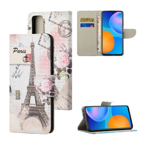 Pattern Printing Cross Texture Leather Wallet Stand Case for Huawei P smart 2021/Y7a