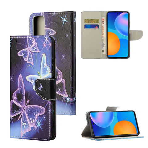 Pattern Printing Cross Texture Leather Wallet Stand Case for Huawei P smart 2021/Y7a