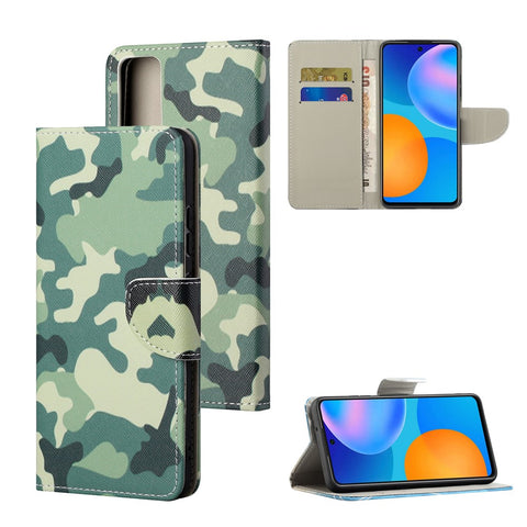 Pattern Printing Cross Texture Leather Wallet Stand Case for Huawei P smart 2021/Y7a